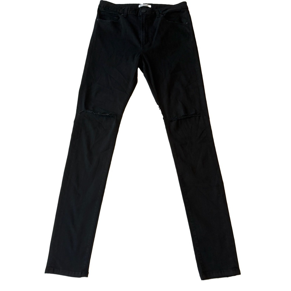 MONFRERE Jeans Mens 34 Black Distressed Skinny Made USA Designer
